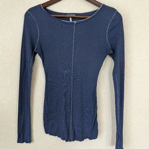 Free People Intimates Blue Modal Ribbed Long-Sleeved T-shirt, Size S/P